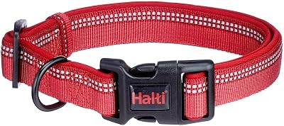 Halti Dog Collar Premium Comfy Nylon Neoprene Padding Reflective Red Size L