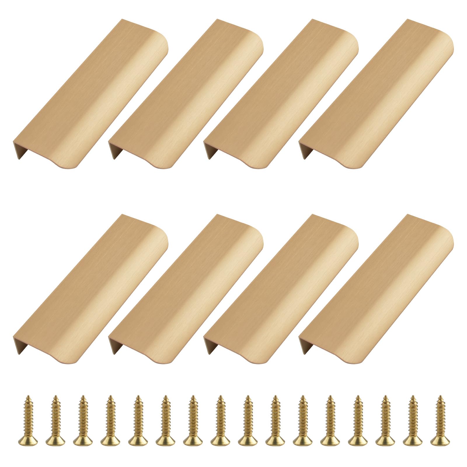 UFURMATE Back Mount Finger Edge Pull, 8Pcs Bronze Aluminum Alloy Hidden Handles Curved Edges Concealed Finger Pull Handles Invisible Tab Pulls for Drawer, Cabinet (120mm/4.72in) — image 1