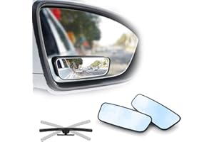 LSKASELUE 2 PCS Rectangle Blind Spot Mirror, HD Glass Rearview Blindspot Car Mirror with Adjustable Stick, Convex Wide Angle 