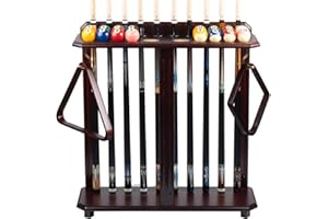 Collapsar Pool Stick Holder Floor Stand,Pool Cue Rack Holds Cue Stick & Billiard Accessiores,Solid Wood Corner Stand Pool Cue Holder