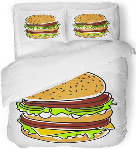 3 Stuck Bettbezug Set Atmungsaktiv Geburstetem Mikrofaser Stoff Red Mcdonald Hamburger Burger American Schone Rindfleisch Box Brot Brotchen Kase Bettwasche Set Mit 2 Kissenbezuge Twin Size Amazon De Kuche Haushalt Wohnen