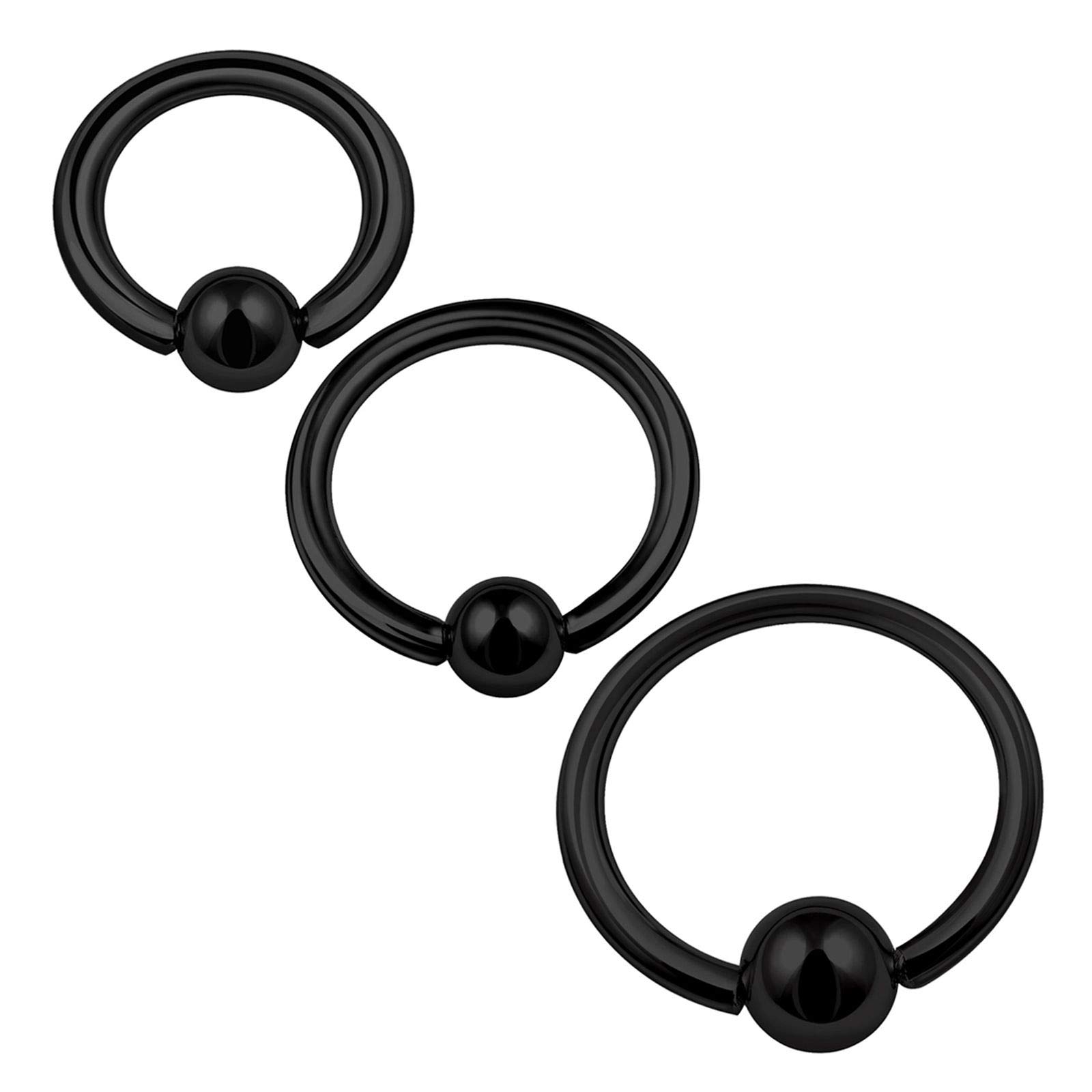 3PCS Surgical Steel Black Captive Bead Ring 16 gauge 6mm 8mm 10mm 3mm Ball Spider Bite Earring Tragus Piercing Jewellery 0840