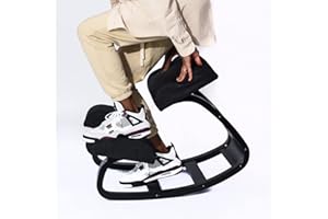 SLEEKFORM Ergonomic Kneeling Chair - Rocking Balancing Wood Knee Stool | Posture Correcting for Bad Backs, Neck Pain & Spine Tension Relief | Orthopedic Balance Seat & Thick Comfortable Knees Cushions