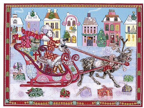 Weihnachtsfrau mit Rentierschlitten: Adventskalender