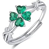 Dreamboat Sterling Silver Four Leaf Clover Ring for Women Irish Rings Green Shamrock Rings St. Patrick's Day Jewelry