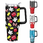 GOODNHAPPY Cute Cartoon Mouse 40 oz Tumbler with Handle and Straw Lid Gift for Boy Girl Water Bottle Travel Cup for Car Drink Cold and Hot Stainless Steel Double Wall Insulated Coffee Mug (mouse)