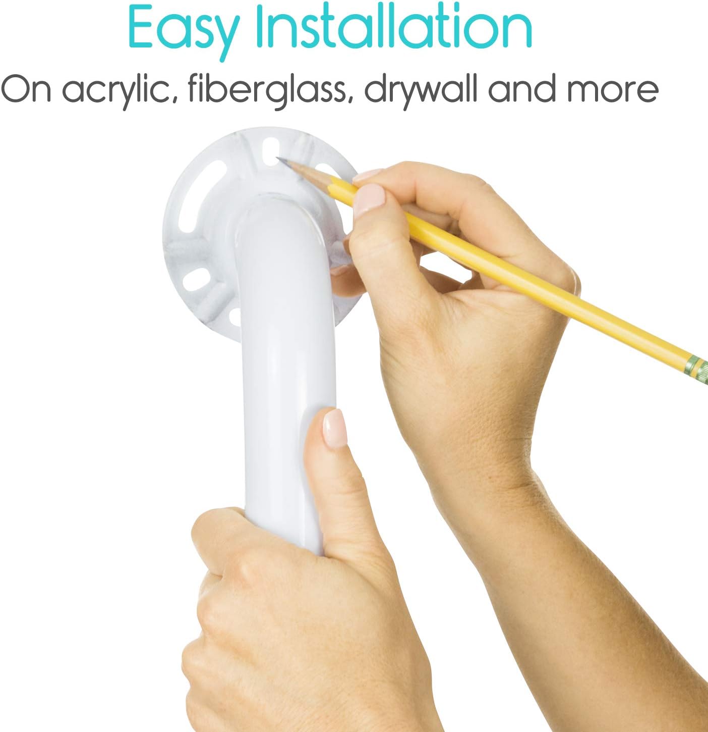 Vive Metal Grab Bar - Balance Handrail Shower Assist - Bathroom and Bathtub Mounted Safety Hand Support Rail - Stainless Steel Wall Mount for Handicap, Bath Handle, Elderly, Disabled, Injury (12 Inch): Health & Personal Care