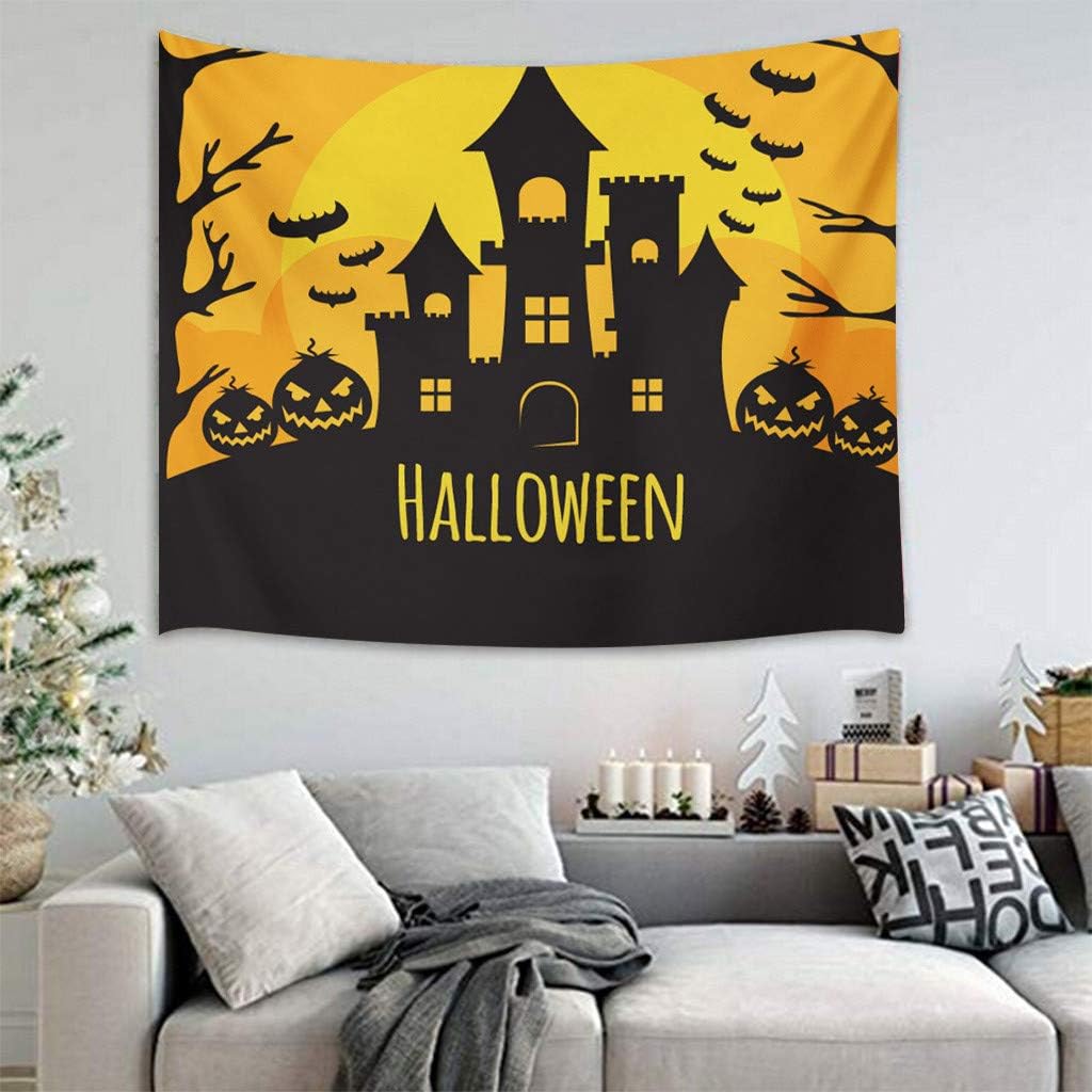 Clothful Halloween Tapestry Pumpkins Tree Print Wall