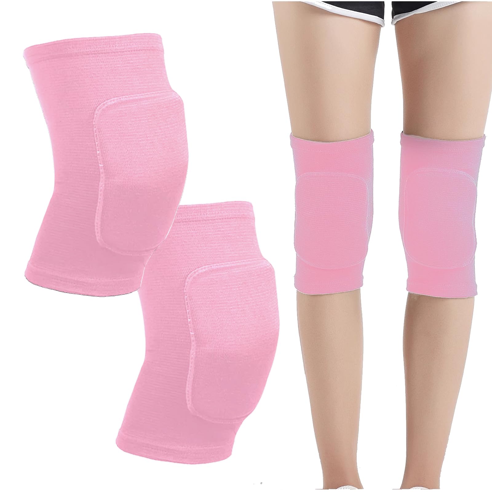 BNPHSIN 1 Pairs Stretchy Dance Knee Pads, Breathable Knee Brace Supports Knee Protector, Full Pink Soft Brace Breathable Sleeve Protective for Dance Volleyball Football Yoga Tennis Cycling Jogging โ image 1