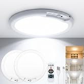 Rechargeable Ceiling Light 2 Pack, Magnetic Battery Operated Ceiling Light | Wireless Motion Sensor Dimmable Led Ceiling Lights With 3 Colors for Closet Shower Stairs Hallway Shed Pantry Laundry
