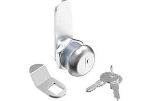 Jayseon 1 Pcs Mailbox Lock, 5/8" Cabinet Locks and Cam Locks for Toolbox Keyed Alike, Secure Drawer and File Cabinet with Dust Cover, Zinc Alloy Silver Metal