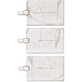 Eccolo 3 Pack Luggage Tag Set, Suitcase Tags Identifiers with ID Cards, Faux Leather, Buckle Closure, Ready for Departure (Marble, 2.5 x 4.5 inches)