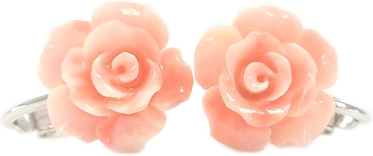 Amazon ピンクコーラルカラー イヤリング バラ 12 樹脂 深海珊瑚色 Jue A0004 イヤリング 通販