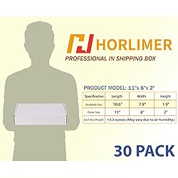 HORLIMER 11x8x2 Shipping Boxes Set of 30, White