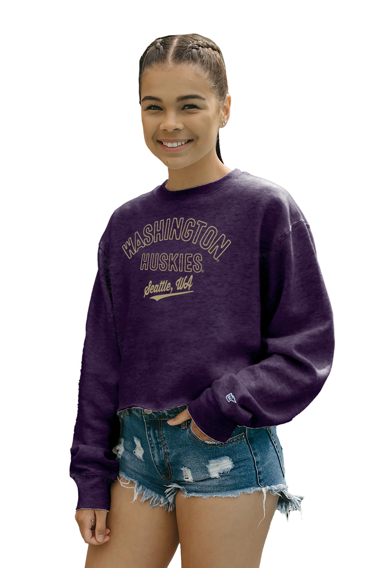 Photo 1 of Blue 84 Women's Standard NCAA Officially Licensed Crop Crewneck Sweatshirt Campus Team Color, Medium