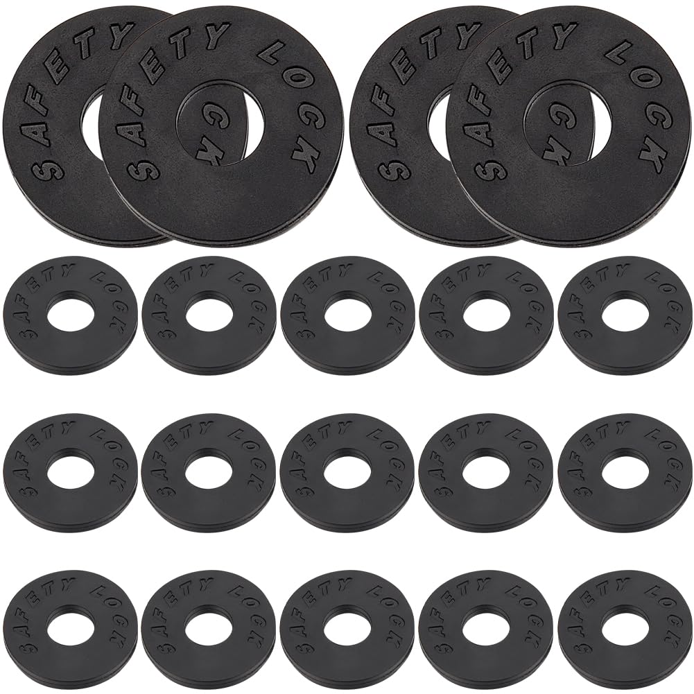 CREATCABIN 30Pcs Guitar Strap Locks Black Rubber Guitar Strap Blocks Flex Guitar Protector Block Strap Holder Plastic Flat Round Hole 9mm with Containers for Musical Instrument Accessories 25.5mm