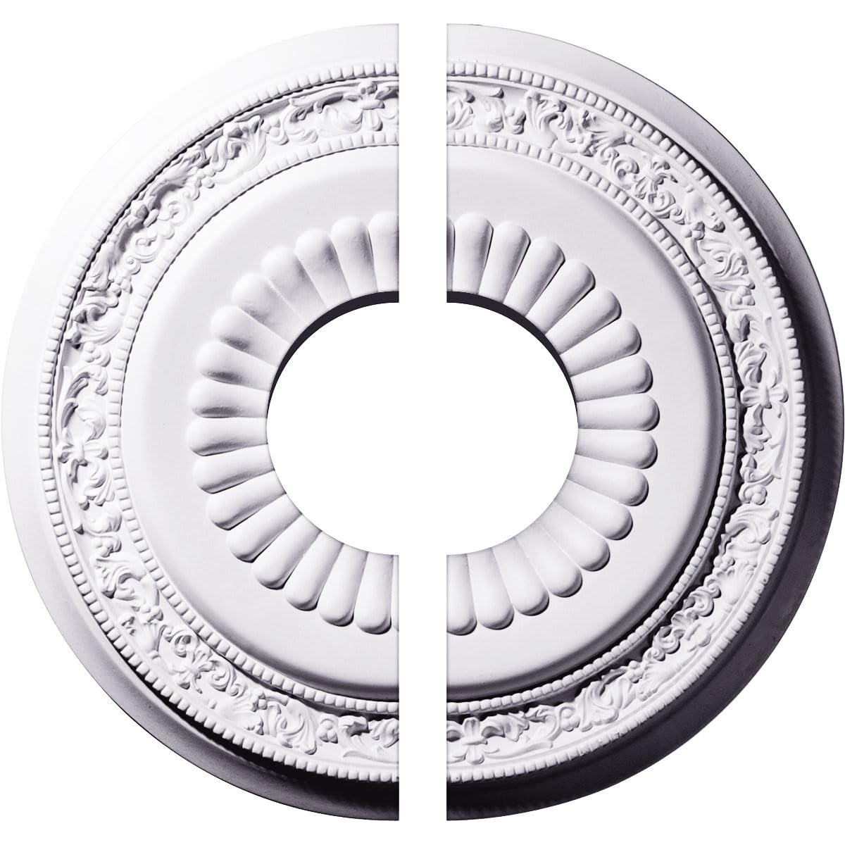 Photo 1 of Ekena Millwork CM20LN2 20 5/8"OD x 6 1/4"ID x 1 3/8"P Lauren Ceiling Medallion, Fits Canopies up to 6-1/4", 2 Piece