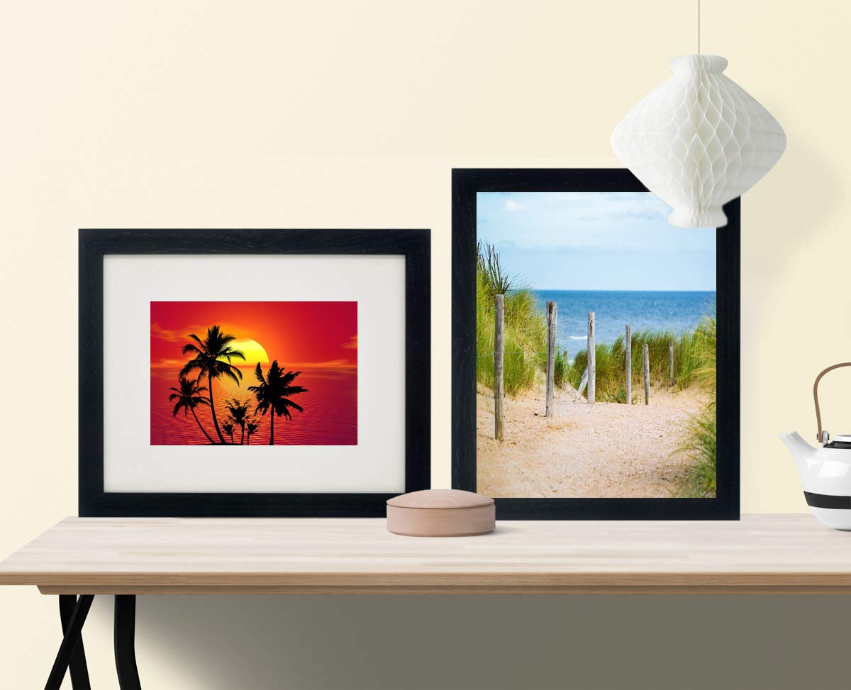 arteWOODS 8x10 Picture Frames 4 Pack Black Solid Wood Collage Photo Frames for Display Pictures 5 x 7 with Mat or 8 x 10 Without Mat, for Tabletop Display and Wall Decoration