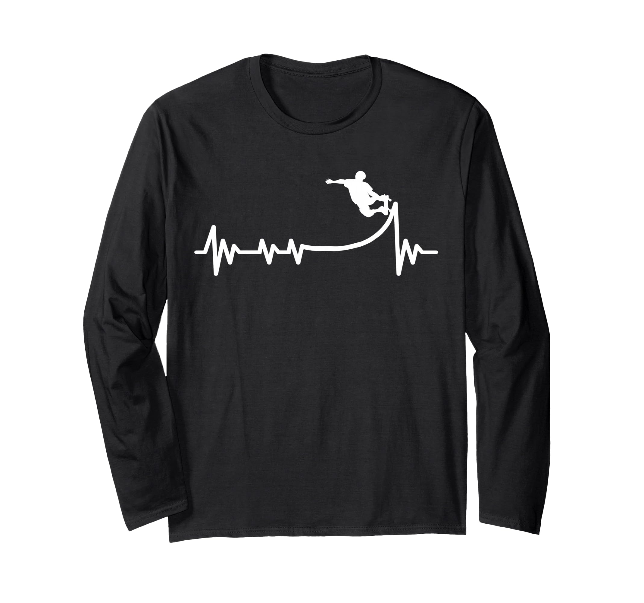 Skateboard Skater Skaterramp Skating Heartbeat Skateboarder Long Sleeve T-Shirt