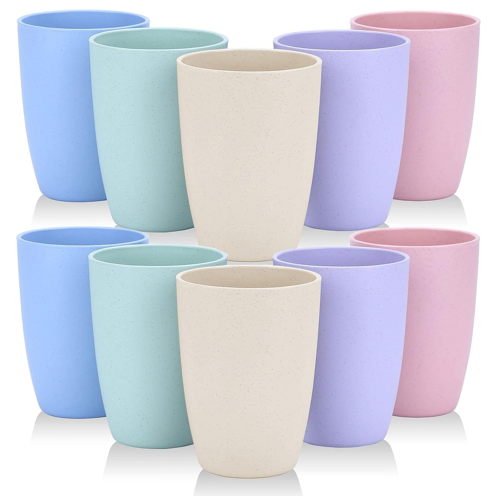 PALUDO 10 Pack Unbreakable Reusable Drinking Cups, 350ml Plastic Tumblers Drinking Cups Set for Kitchen Picnics Outdoor Parties Travels - Dishwasher and Microwave Safe - 5 Colors