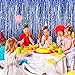 4 Pack Foil Curtains Metallic Fringe Curtains Shimmer Curtain for Birthday Wedding Disco Party Decorations (Blue)