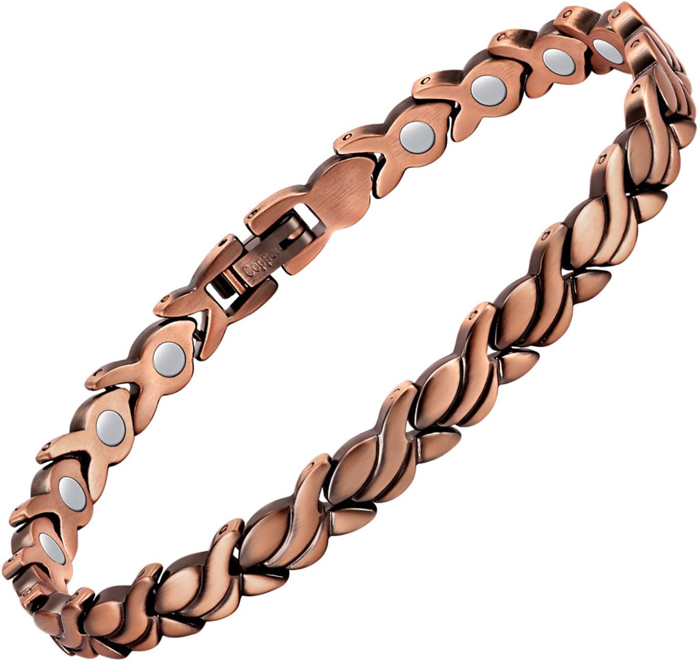 Jeracol Ladies Copper Bracelets - 99.99% Pure Copper Magnetic Bracelet for Women - Adjustable Length Included Sizing Tool in Gift Box