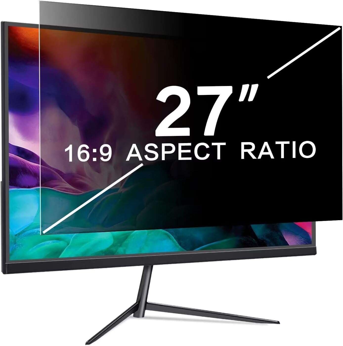 PYS Removable Computer Privacy Screen Filter,Compatible with 27 inch iMac Monitor,Frameless Monitor,Touch Screen Monitor-16:9 Aspect Ratio - Easy On/Anti-Glare/Anti-Scratch/UV-Blocking/Screen Privacy