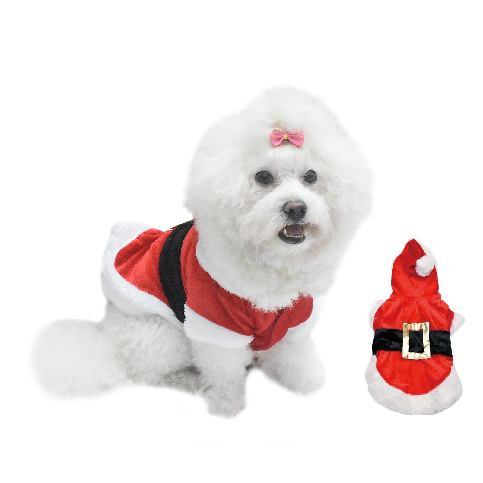 SMDARROY Christmas Dog Clothes for Small Dogs Santa Dog Costume Pet Coat Poodle Yorkies Chihuahua Clothes - XS