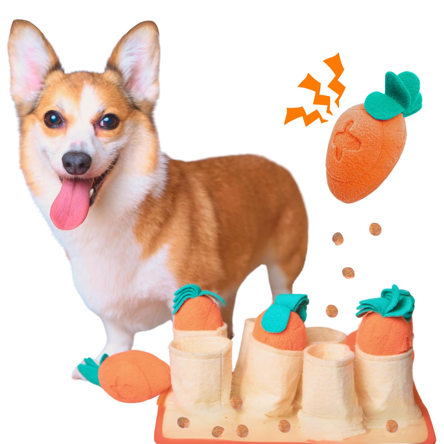 Photo 1 of Fossa Boredom Buster for Small and Medium Dog, Interactive Treat Puzzle Rug, Slow Feeder Mat with Squeaky Carrots, 20-40 Mins Self-Entertainment Toy, Enrichment Toy Gifts for Dog