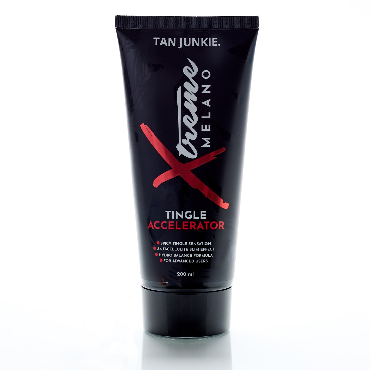 Tan Junkie Xtreme Melano Tingle Accelerator 200ml - Luxurious Sunbed Tanning Cream and Accelerator for Deep, Golden Tan, Anti-Cellulite Slim Effect