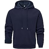 Gihuo Hoodies for Men Casual Essentials Hoodie Fleece Lined Cotton Pullover Mens Sweatshirt with Pockets