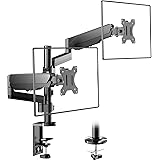 WALI Premium Dual LCD Monitor Desk Mount Fully Adjustable Gas Spring Stand for Display up to 32 inch, GSDM002, (Black)