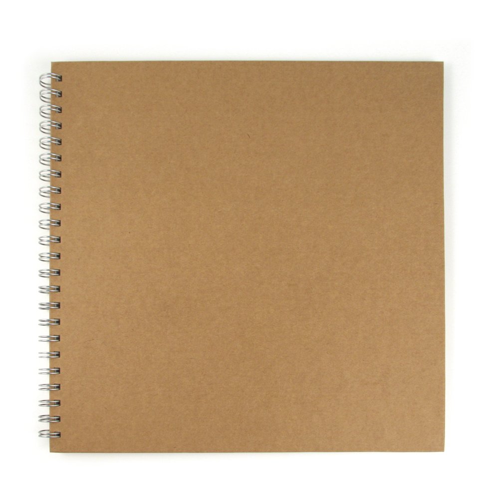 RAYHER HOBBY Spiral Bound Scrapbook with Plain White Paper Pages, Hardcover Memory Book, Square Album in the size 30x30cm, 30 Coated Pages, 8168800