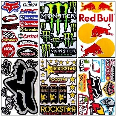 6 Rockstar Energy Drink Metal Mulisha Yamaha Kawasaki ATV Helmet Motorcycle Motocross Decal Racing Sticker