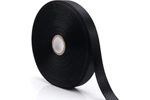 Nsilu 1/2 inch, Black Ribbon for Gift Wrapping 50 Yards Perfect Wedding Party Wreath Sewing DIY Hair Accessories Decoration Floral Hair Balloons Other Projects