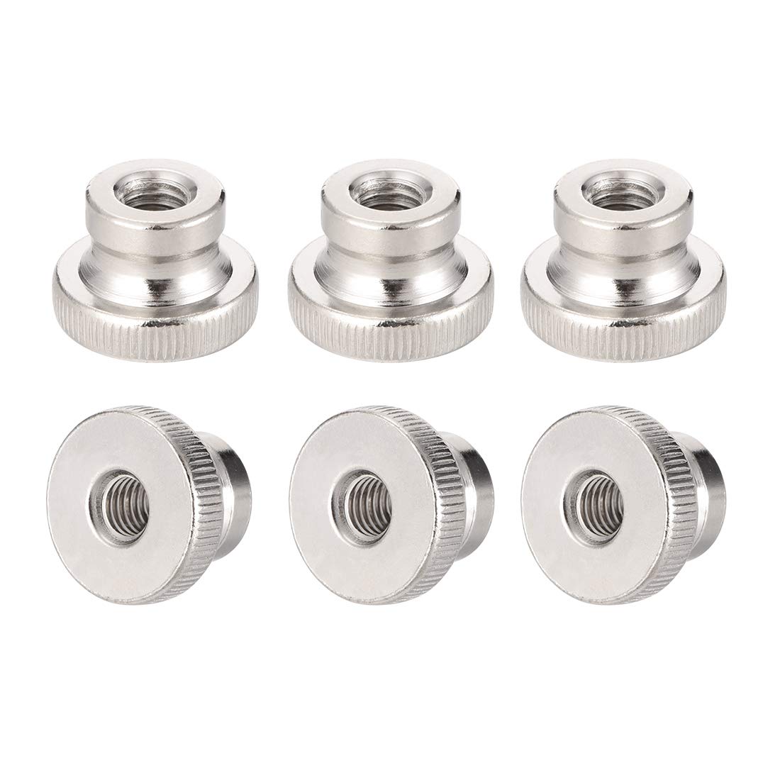 sourcing map Knurled Thumb Nuts, 6Pcs M8x1.25mm Iron Round Knobs Fasteners for 3D Printer Parts, Silver Tone