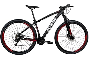 Bicicleta aro 29 KSW Câmbios Shimano 24V Freio Hidraulico (PRETO+VERMELHO, 19)