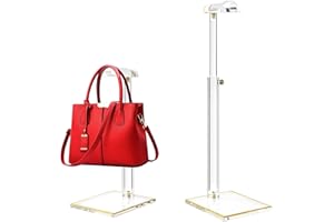 SHUNKAIZS 2Pcs Purse Display Stands, Height Adjustable10"-16"+14"-24", Acrylic Handbag Stands for Display, Clear Holder for Purse Evening Bag Clutch, Bag Table Rack, Purses Hanging Organizer for Closet Retail Vendor