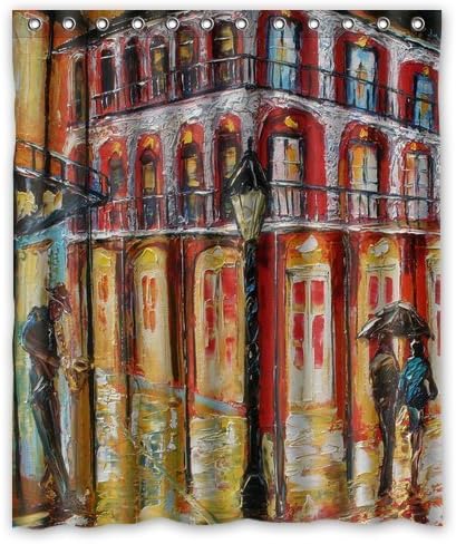 Custom Artistic Designer New Orleans French Quarter Shower Curtain Stylish Waterproof Polyester Fabric Bathroom Deco 60" x 72"