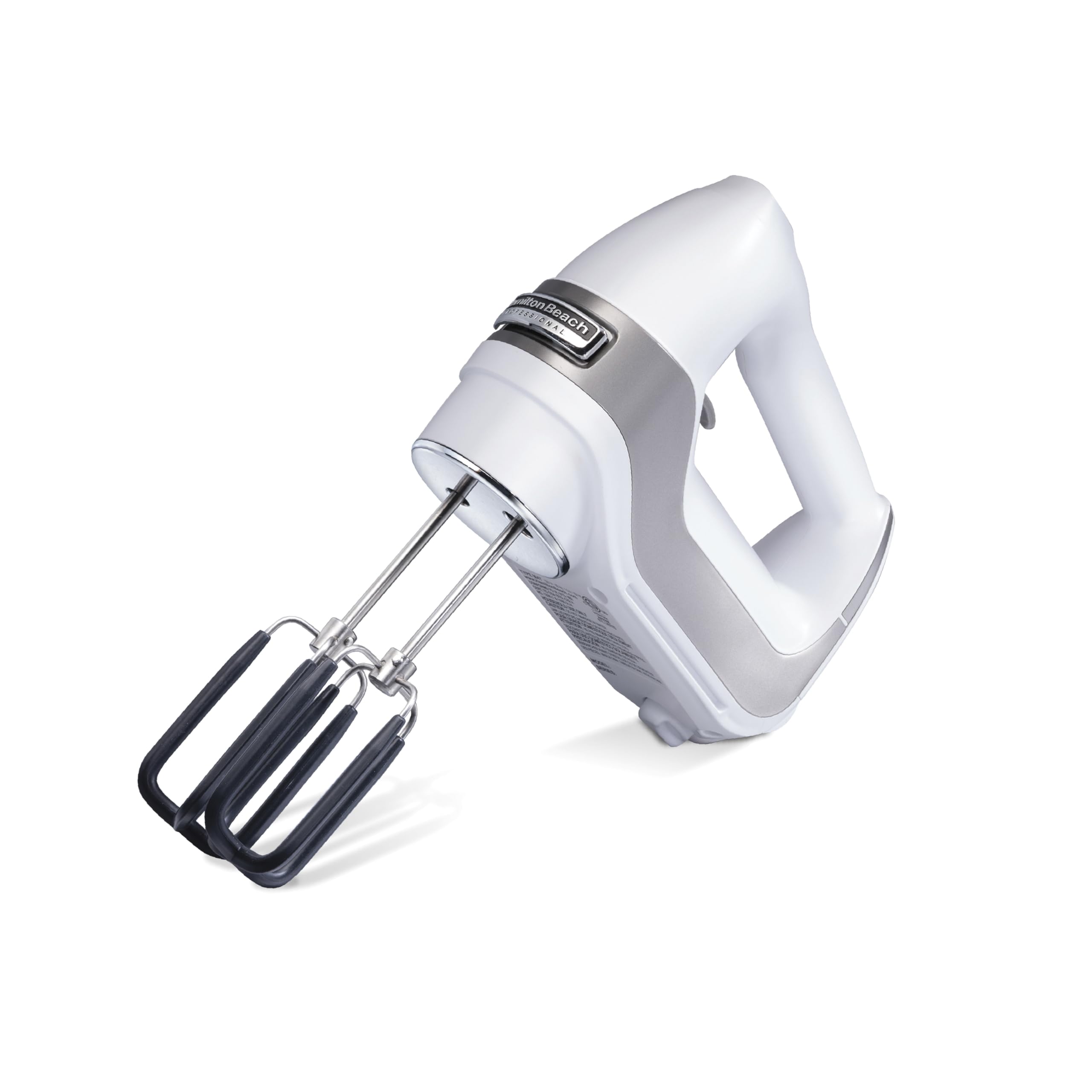 Photo 1 of Hamilton Beach Professional 7-Speed Digital Electric Hand Mixer with High-Performance DC Motor, Slow Start, Snap-On Storage Case, SoftScrape Beaters, Whisk, Dough Hooks, White (62656)