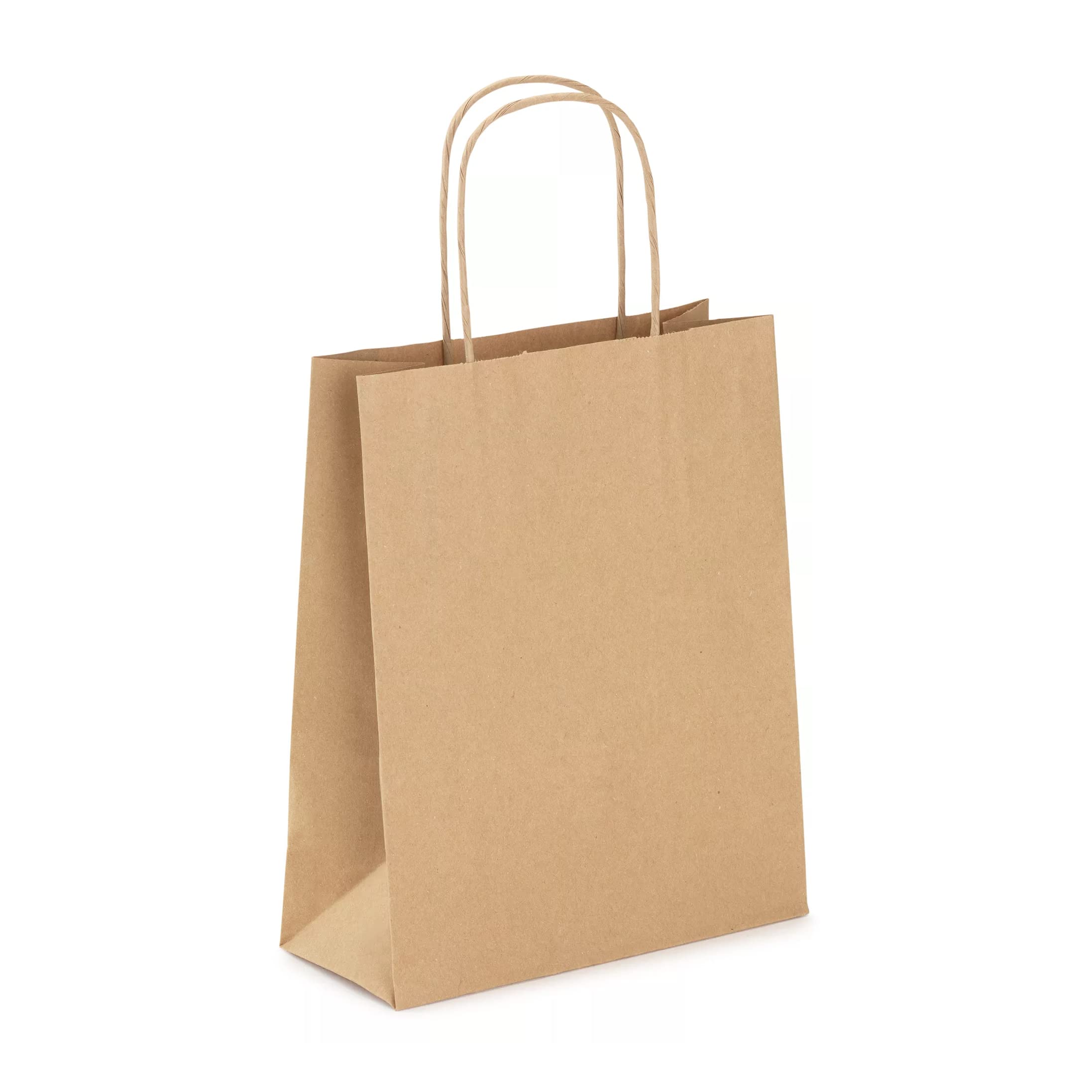 Viquel - Small Kraft bag 18x8x22cm - Kraft bag with brown twisted handle - Pack of 50 paper bags - Brown