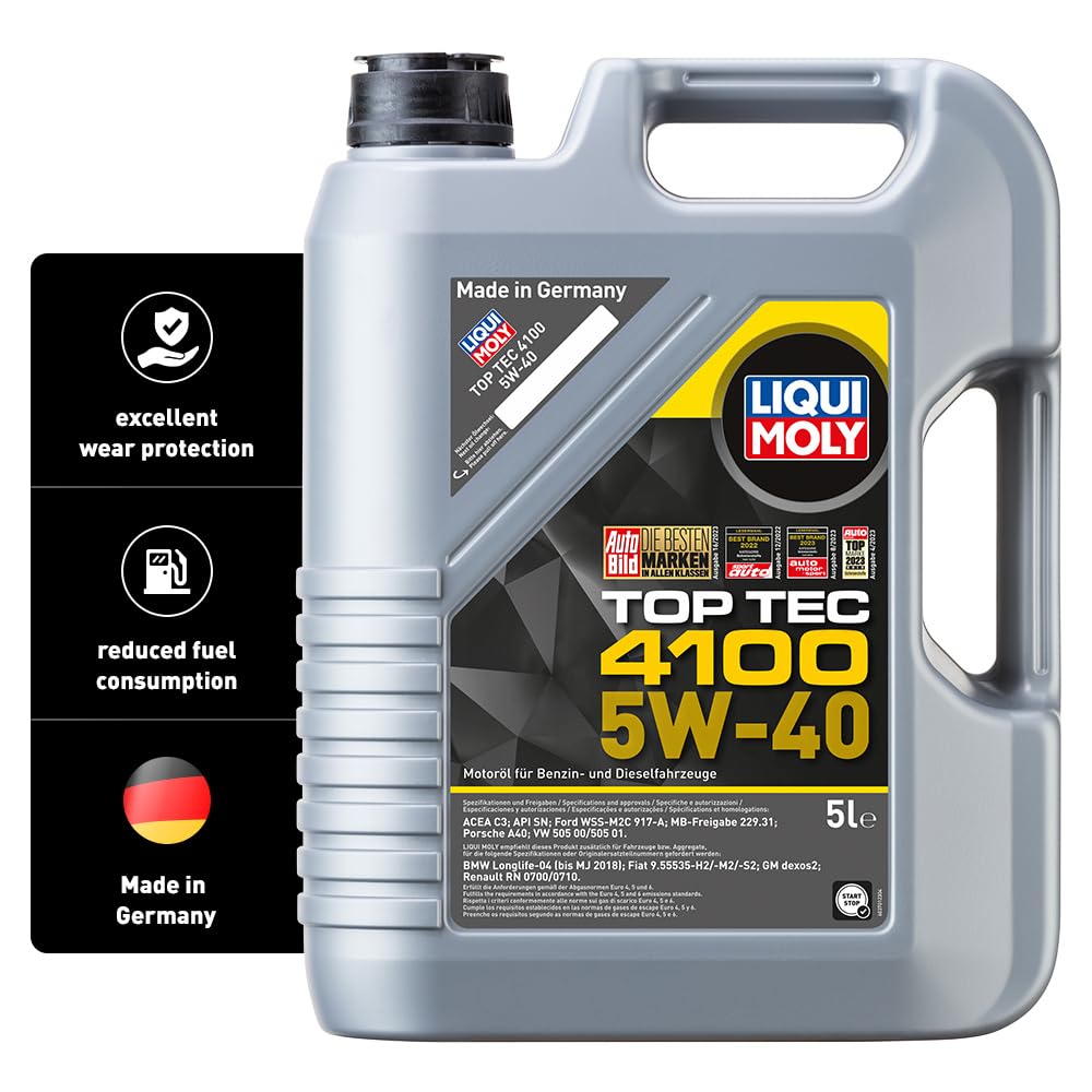 LIQUI MOLY Top Tec 4100 5W-40 | 5 L | Synthesis technology motor oil | SKU: 9511