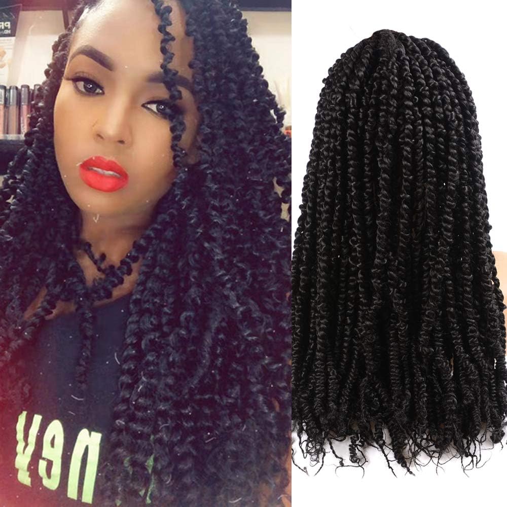 XiuYuan 7 Packs 20 Inch Pre-twisted Passion Twist Crochet Hair Pre-looped Passion Twist Braids Made Of Bohemian Hair Synthetic Crochet Hair Extensions (1B#)