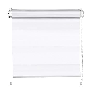 TODAMI Duo-Rollo Klemmfix Schnellmontage ohne/mit Bohren Doppelrollo Jalousie 90x180 cm (BxL) Weiss