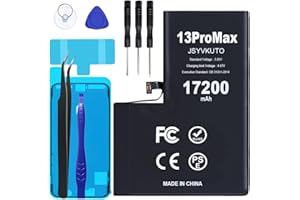 JSYVKUTO 17200mAh Battery for iPhone 13 Pro Max, New 0 Cycle Upgraded Higher Capacity Replacement Battery for iPhone 13 Pro Max with Full Set Repair Tool Kit, Model A2641 A2643 A2644 A2645 A2484