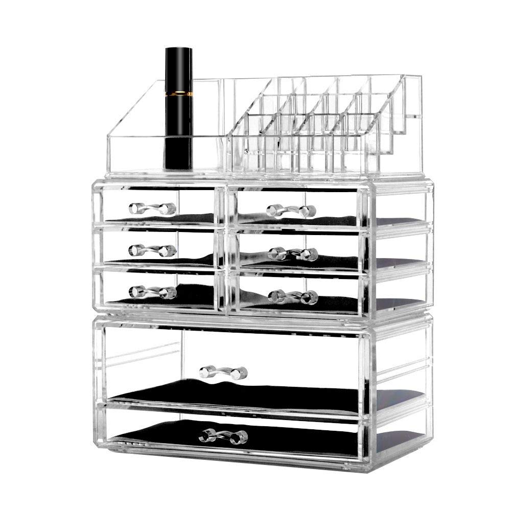 Dreamgenius Clear Acrylic 4 Tier Drawers And 16 Grid Stackable