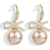 Red Bow Earrings for Women Christmas Earrings Dangle Rhinestone Christmas Bow Earrings for Teen Girls