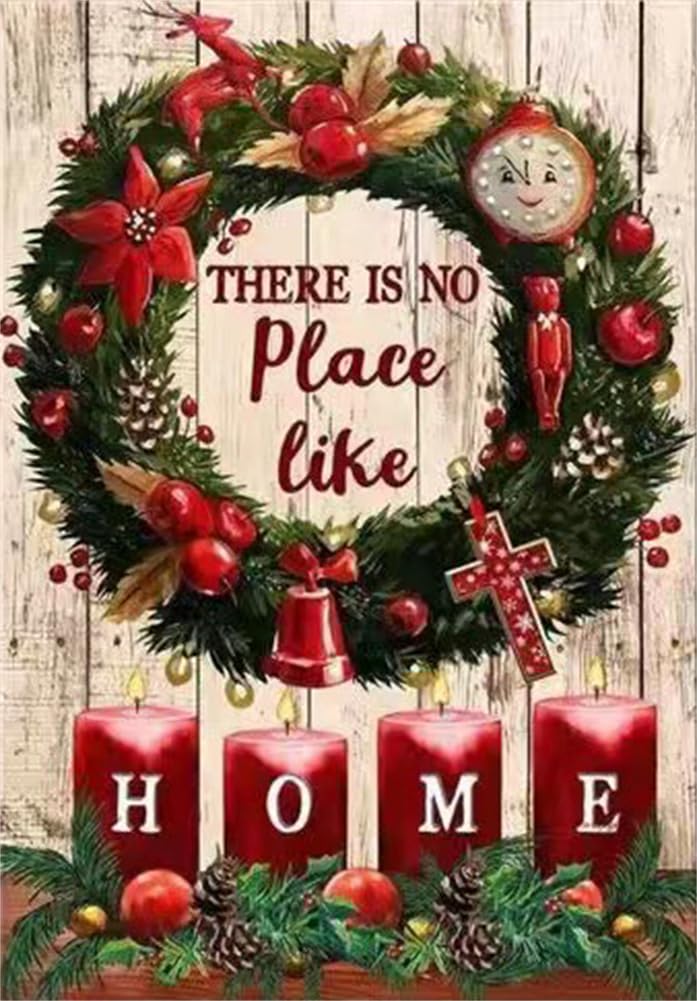 Abillyn 5D Diamond Painting Kits Full Drill, Christmas Wreath Diamond Art for Adults Kids (Wreath)