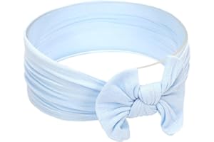 Koolgil Baby Girl's Toddler Bow Knot Headbands Soft Nylon Headband for Daily Life Birthday Party Photography (Blue)