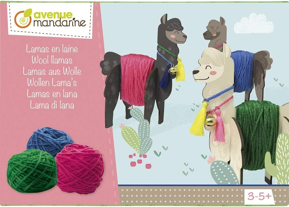 Avenue Mandarine - Ref KC067C - Creative Box - Wool Llamas - Wrap the Cardboard Llamas with Wool, 12 x 6 x 15cm, Full Instructions Supplied, Suitable for Ages 3-5+